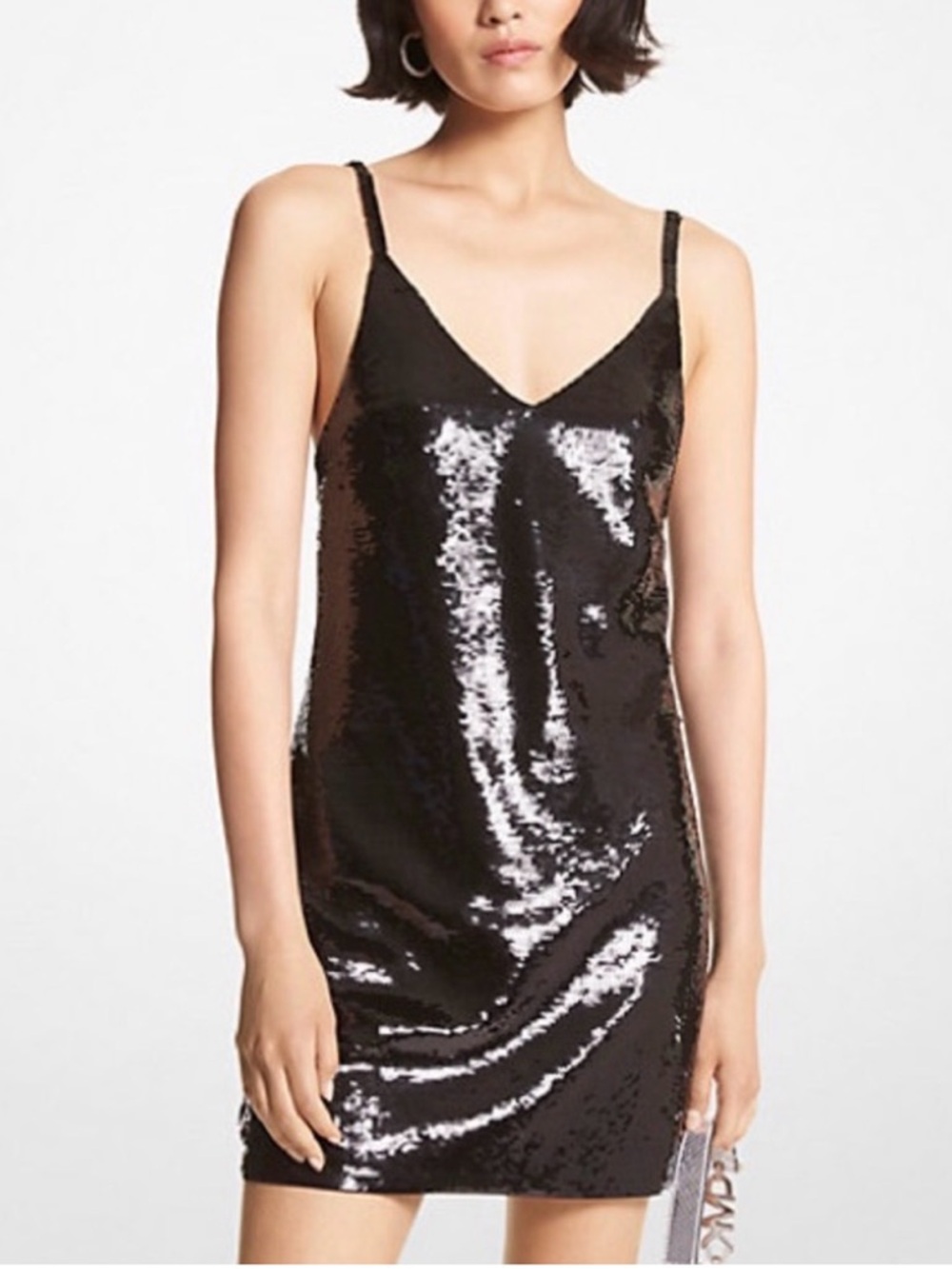 MICHAEL Michael Kors Black Sequin Mini Slip Dress